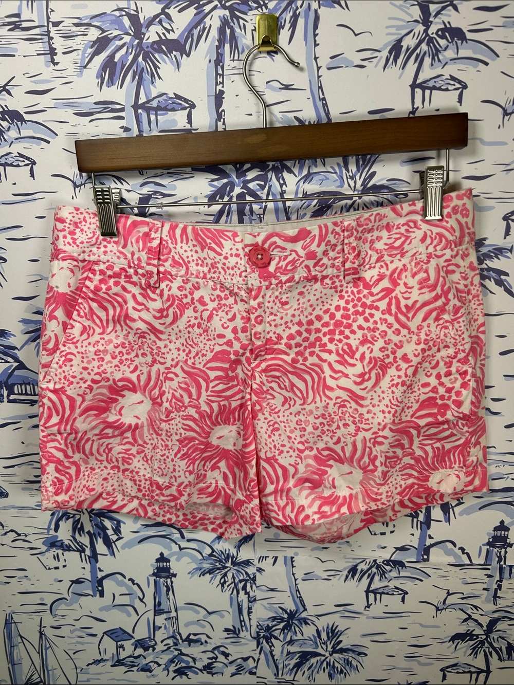 Lilly Pulitzer Pink and White Printed Bermuda Shorts